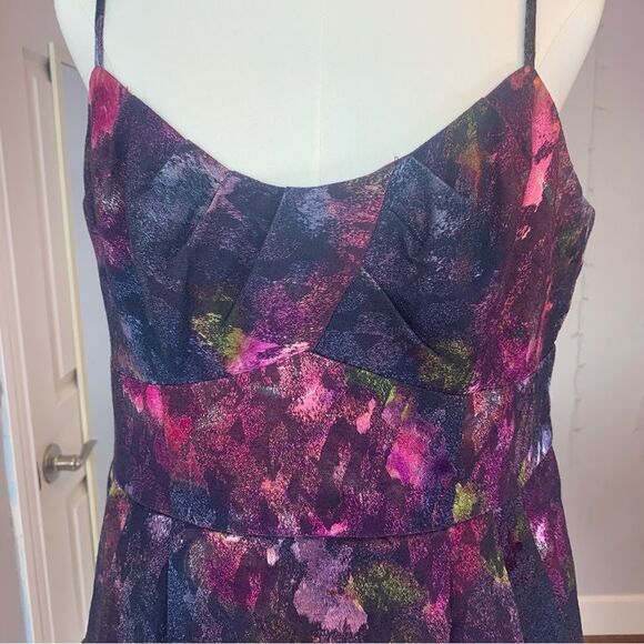 Nanette Lepore Watercolor Sateen Fit & Flare Mini Dress w/Pockets Size 10 - Picture 3 of 12